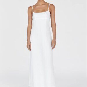 LUCIA WHITE LINEN MIDI DRESS
